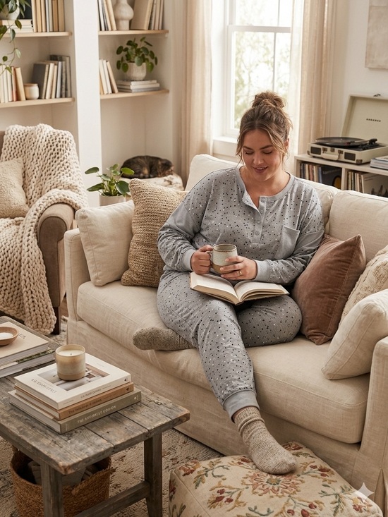 Splendid Other - Splendid Light Gray Speckled Two-Piece Pajama Set